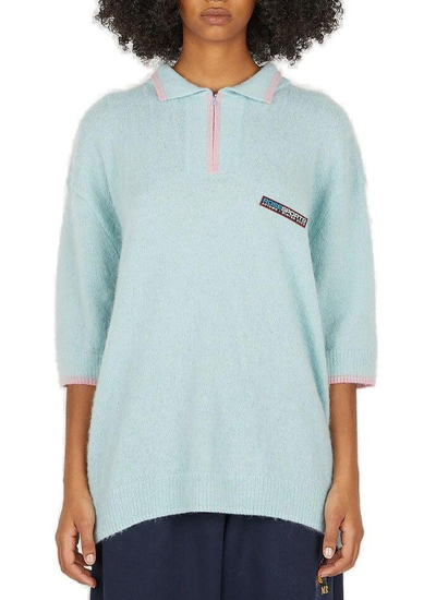 Martine Rose Fluffy Polo Sweater In Blue