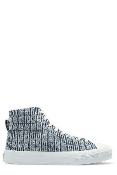 Givenchy Men's City Logo Print High Top Sneakers In Blue