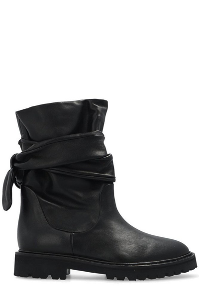 Iro Tie-detail Lamb Leather Ankle Boots In Schwarz