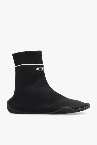 Vetements Logo针织袜式短靴 In Black