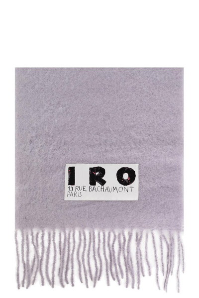 Iro Logo-patch Fringed Edge Scarf In 紫色