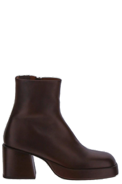 Marsèll Zipped Round Toe Boots In Brown