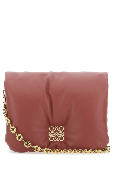 Loewe Puffer Goya Leather Shoulder Bag In Red