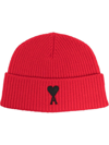 AMI ALEXANDRE MATTIUSSI AMI AMI DE COEUR LOGO INTARSIA KNIT BEANIE