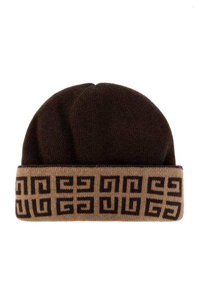 Givenchy Reversible Monogram Beanie In Brown