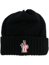 MONCLER MONCLER GRENOBLE LOGO PATCH KNITTED BEANIE