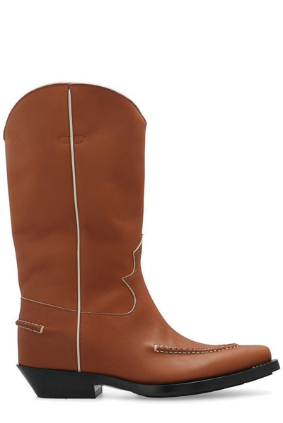Chloé Brown ‘nelie' Leather Cowboy Boots In New