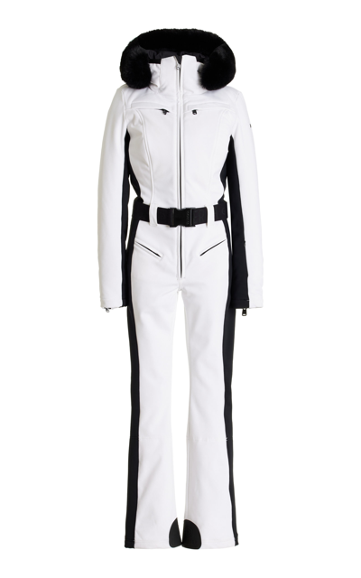 Goldbergh Parry Belted Hooded Faux Fur-trimmed Ski Suit In Weiss