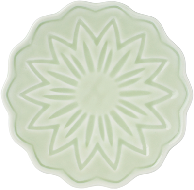 Paula Canovas Del Vas Green Flower Plate In Mint