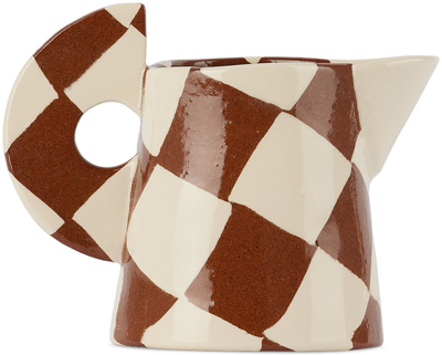 Henry Holland Studio Brown & White Small Check Milk Jug In Terra/white