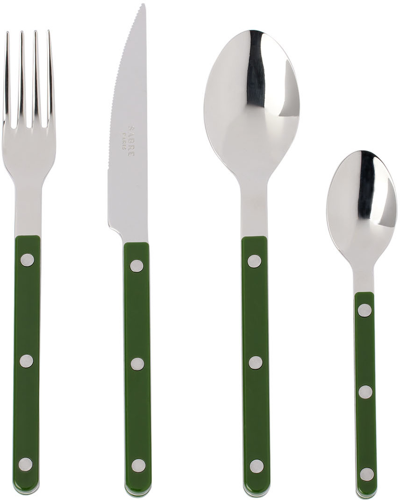 Sabre Green Bistrot Brilliant Flatware Set, 24 Pcs In Dark Green