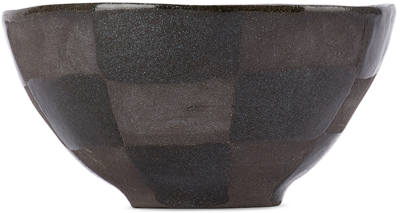 Harlie Brown Studio Ssense Exclusive Black Glitter Check Cereal & Dessert Bowl In Black Glitter/ Black