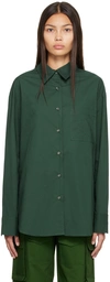 The Frankie Shop Lui Organic Cotton Poplin Shirt In Bottle Green