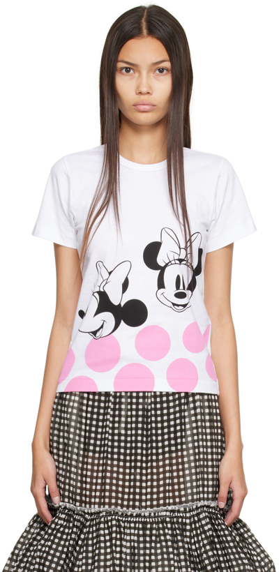 Comme Des Garcons Girl Minnie Mouse-print Round-neck Cotton-jersey T-shirt In White
