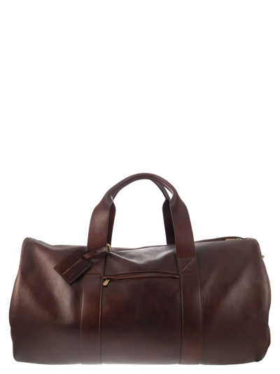Brunello Cucinelli Grained Leather Duffel Bag in Brown for Men Mens Bags Gym bags and sports bags 