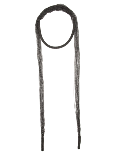 Brunello Cucinelli Scarf Necklace In Monile In Black