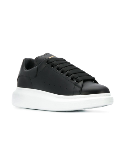 Alexander Mcqueen Women's Leather And Velvet Platform Trainers In Black