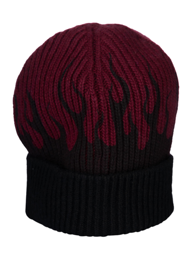 Vision Of Super Flame Effect Beanie In Grape Wine