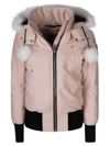 Moose Knuckles Debbie Shearling Trimmed Hooded Bomber Jacket In Rose Smoke