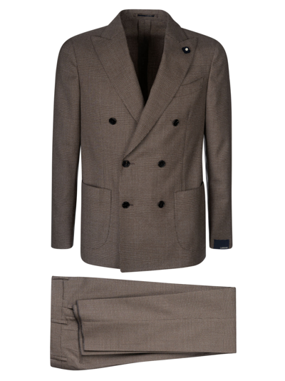 Lardini Check Patterned Suit In Brown
