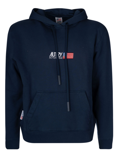 Autry Iconic Embroidered Hoodie In Blue