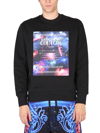 VERSACE JEANS COUTURE SWEATSHIRT WITH SPACE WARRANTY PRINT