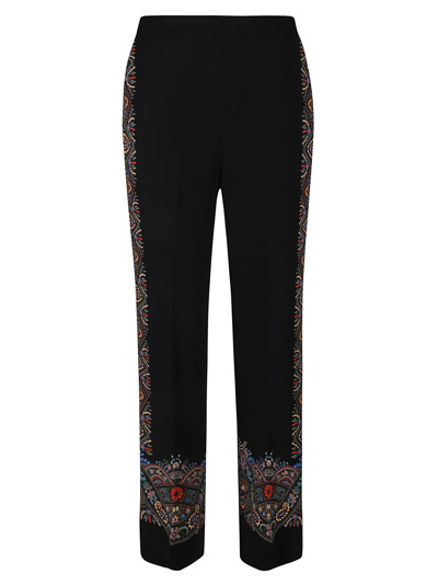 Etro Paisley Swirl-print Wide-leg Trousers In Black 1