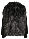 Tu Lizé Oversized Faux Fur Jacket In Black/silver