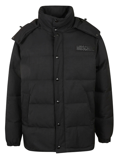 Moschino Logo-patch Puffer Jacket In Black