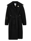 Patou Double Sided Wool Maxi Coat In Black