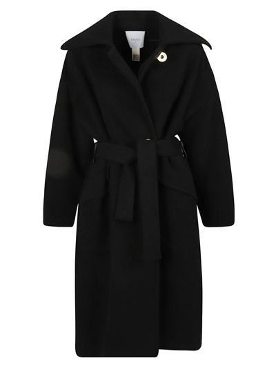 Patou Double Sided Wool Maxi Coat In Black