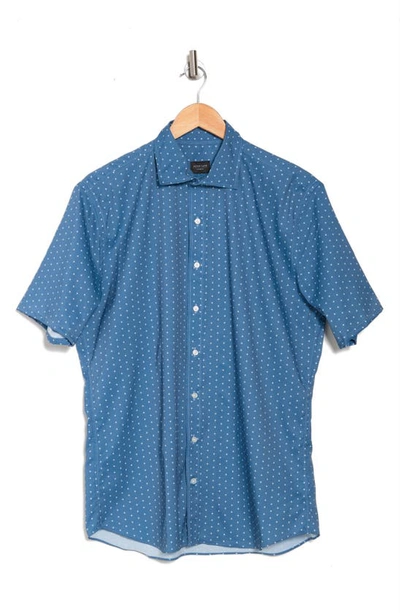 Alton Lane Parker Performance Stretch Short Sleeve Button-up Shirt In Washed Blue Diamond