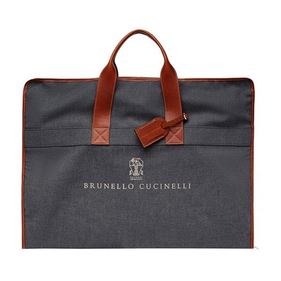 Brunello Cucinelli Bi-fold Suit Carry Bag In Grey
