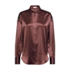 Brunello Cucinelli Stretch Silk Satin Classic Shirt In Brown