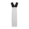 Brunello Cucinelli Two-tone Mixed-media Column Gown In Rice