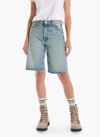 Mother The Undercover Frayed Knee Length Denim Shorts In Multi