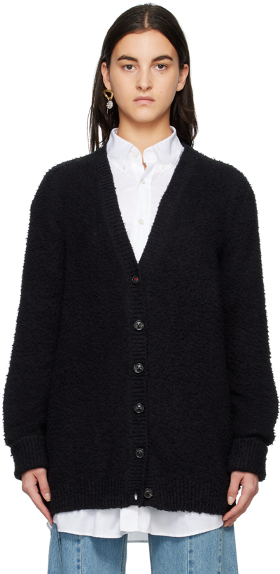 Maison Margiela Longline Knitted Cardigan In Blue