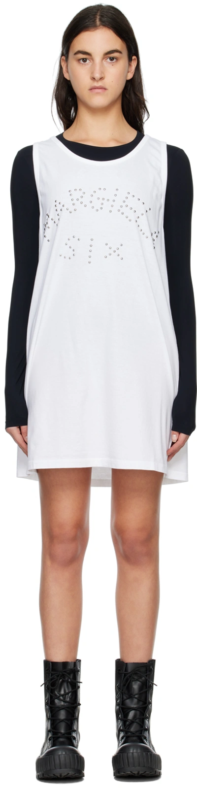 Mm6 Maison Margiela White Studded Minidress In 100 White