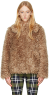 Burberry Mohair Wool-blend Faux Fur Jacket In Camel