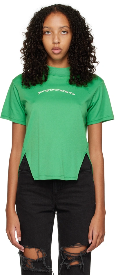 Song For The Mute Green Front Split T-shirt In Grn Green