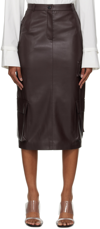 OLENICH BROWN CARGO FAUX-LEATHER MIDI SKIRT