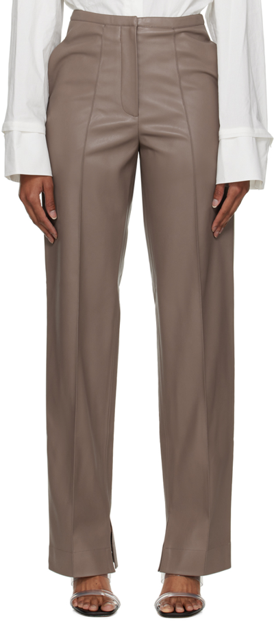 Olenich Taupe Two-pocket Faux-leather Trousers In Mocco