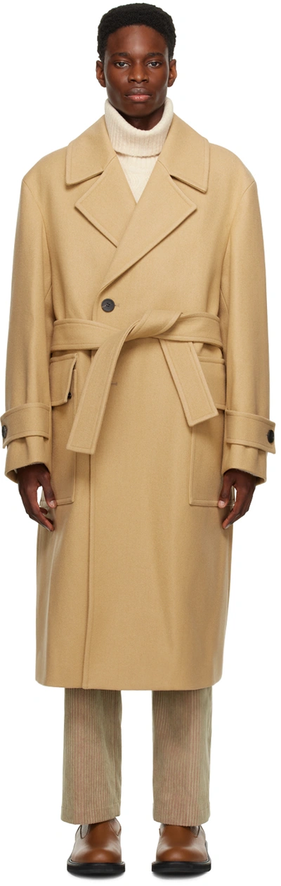 Solid Homme Brown Belted Trench Coat In 119e Beige