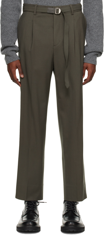 Solid Homme Gray Belted Trousers In 821g Grey