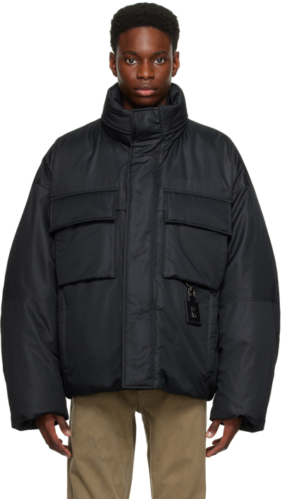 Wooyoungmi Black Funnel Neck Down Jacket In Black 960b