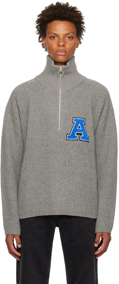 Axel Arigato Gray Team Half-zip Sweater In Grey