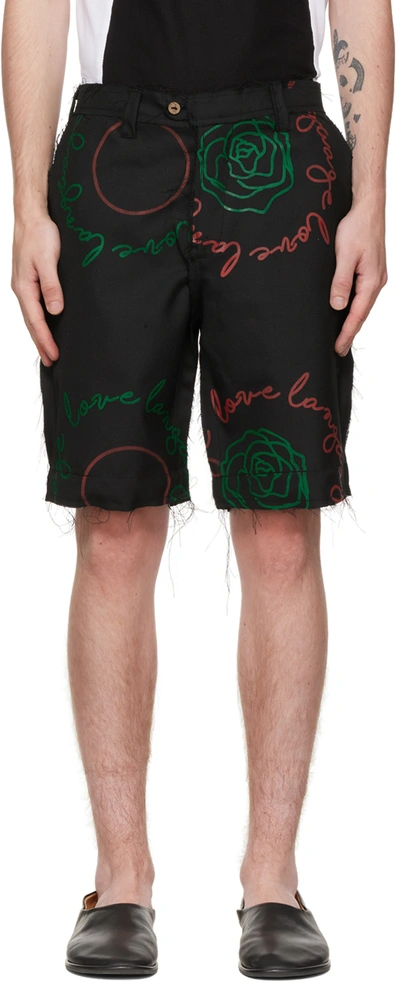 Bloke Black 'love Language' Shorts In Black, Green & Red P