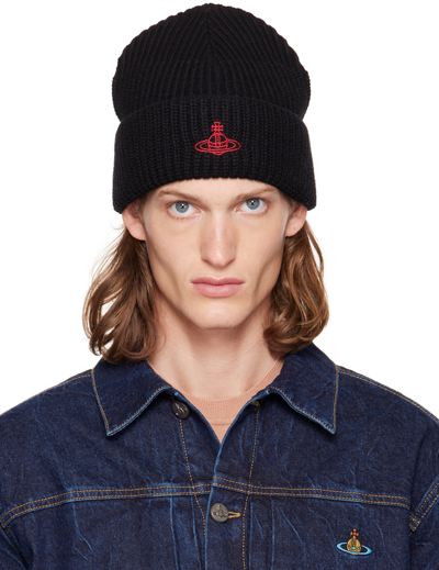 ★Vivienne Westwood★ 24FW ORB Embroidered Logo Beanie Black Vivienne Westwood Orb Embroidered Knitted Beanie | italist