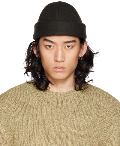 Jil Sander Green Rolled Brim Beanie In Dark Green