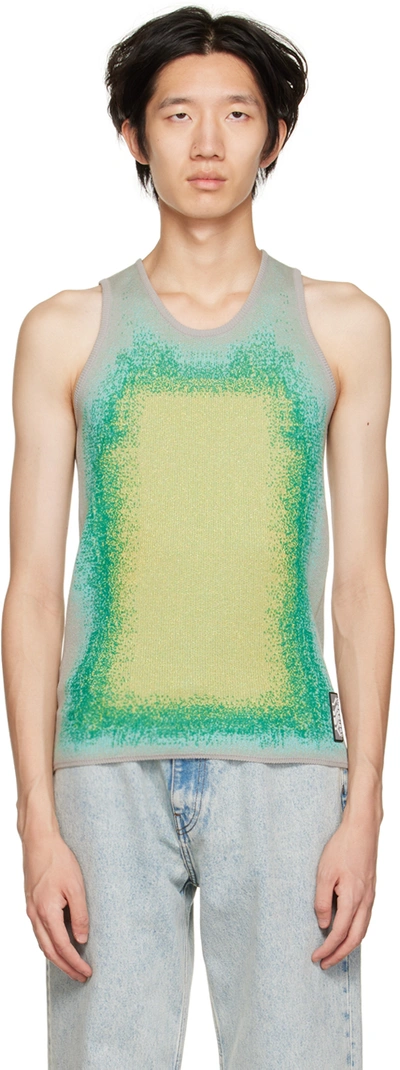 Y/project Gradient-knit Cotton-blend Tank Top In Green Yellow